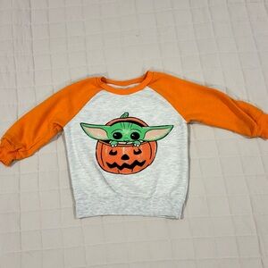 Star Wars The Child Pumpkin Orange and Gray Halloween Sweatshirt 2T